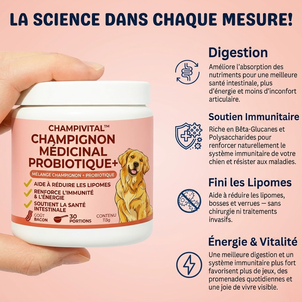 Champivital™ Champignon Médicinal + Probiotiques | Complément pour Chiens contre les Lipomes